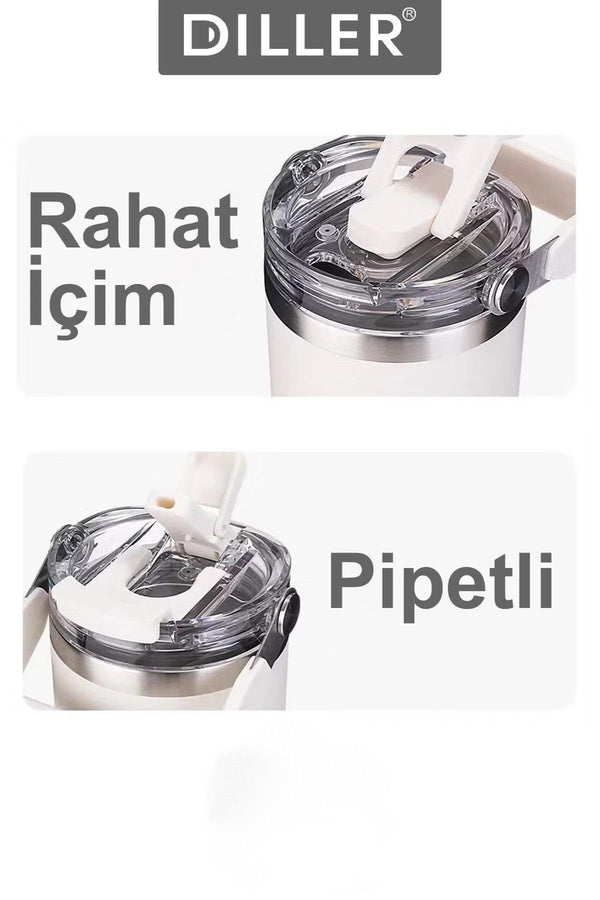 Diller MLH9168 Üstten Tutma Kulplu Termos 620ml Ekru — Ekru