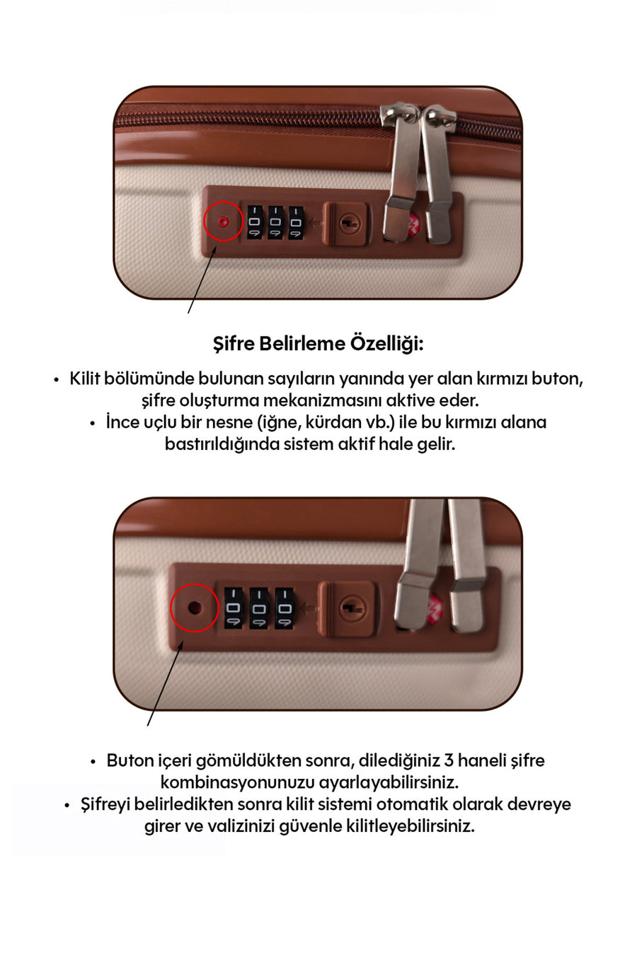 Kilitli Makyaj Çantası Valizi Su Geçirmez Darbeye Dayanıklı Kozmetik Organizer 30 x 23 x 16 cm — Ekru — Ekru