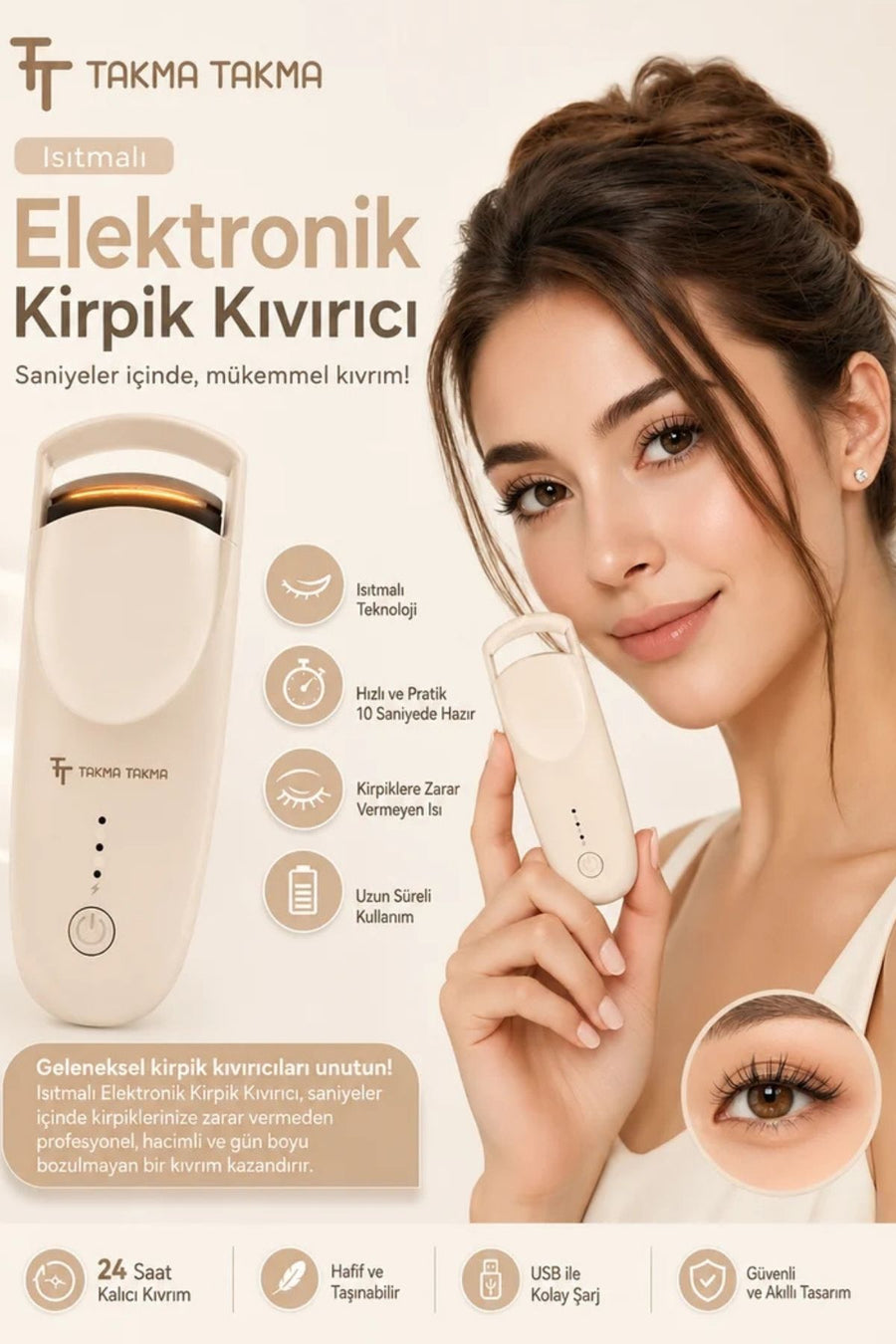Takma Takma EKCB Kirpik Kıvırıcı / Bej — Bej