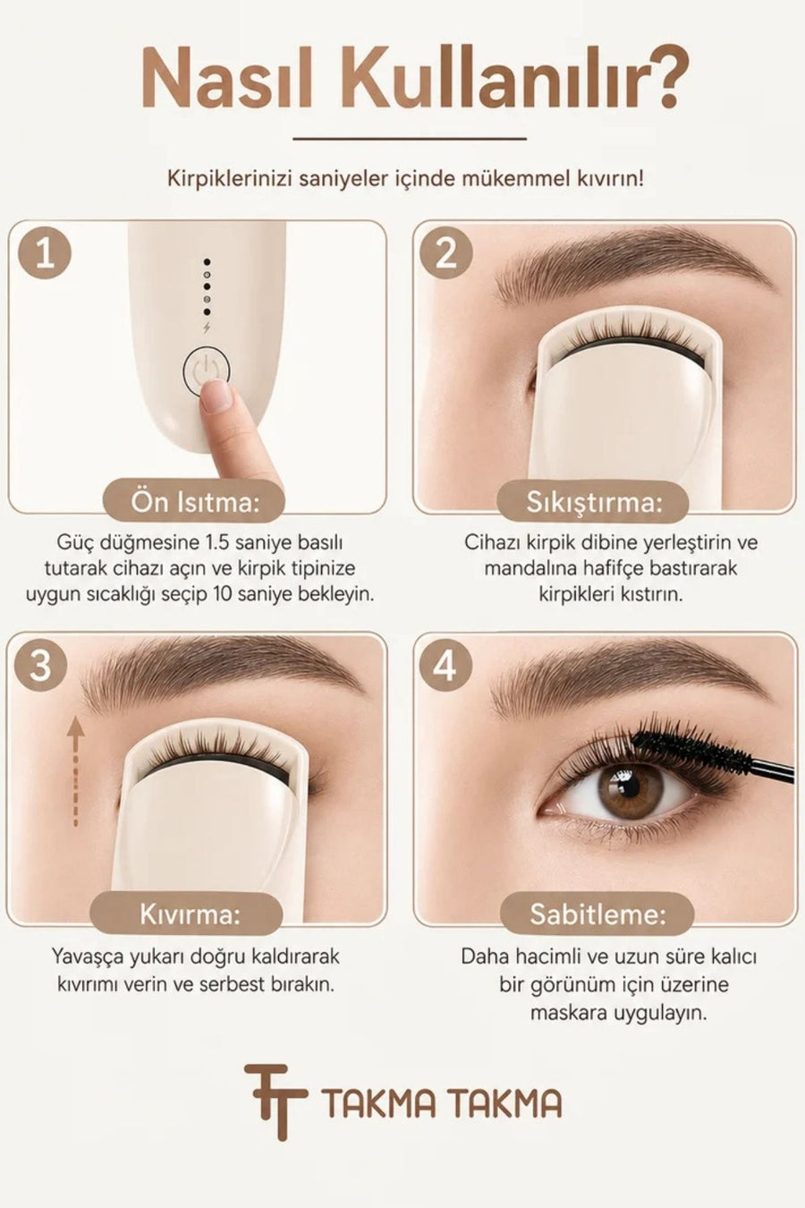 Takma Takma EKCB Kirpik Kıvırıcı / Bej — Bej