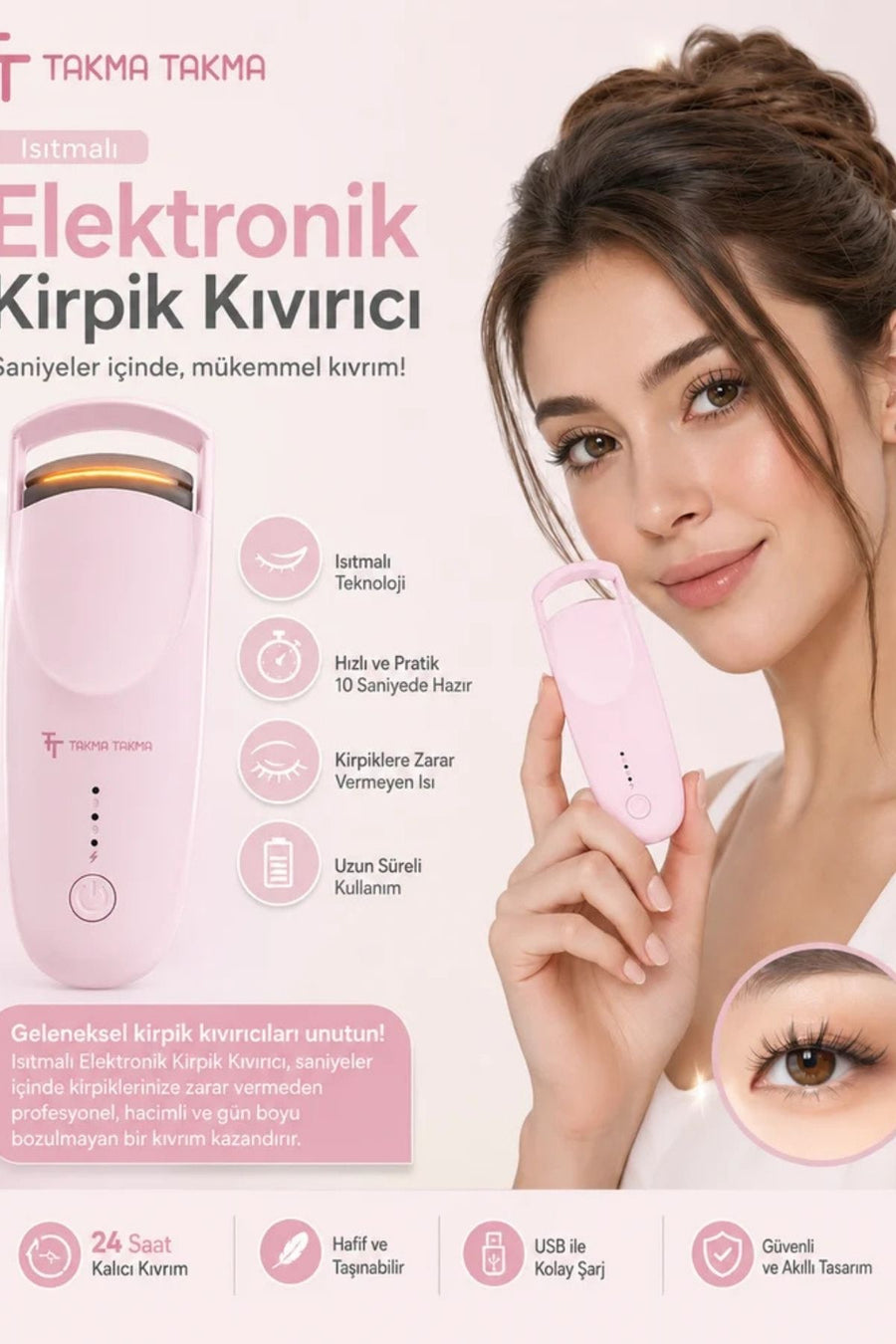 Takma Takma EKCP Kirpik Kıvırıcı / Pembe — Pembe