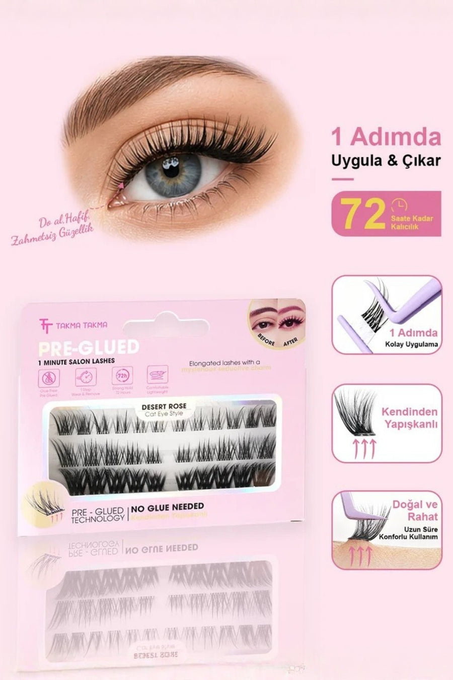 Takma Takma RG3CE0001 Kirpik Kendinden Yapışkanlı Cat Eye Style Desert Rose — Siyah