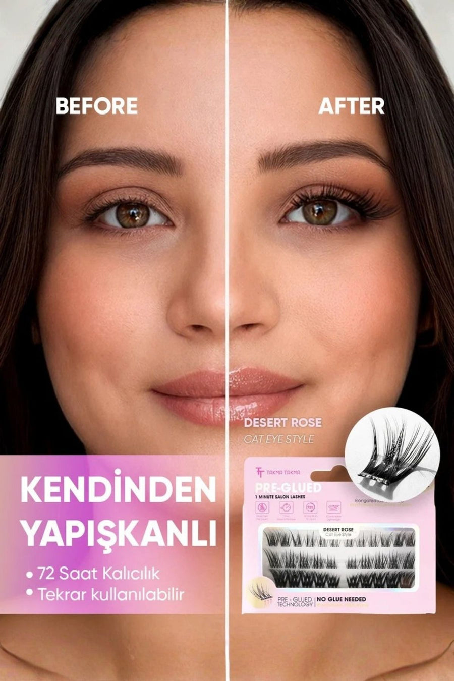 Takma Takma RG3CE0001 Kirpik Kendinden Yapışkanlı Cat Eye Style Desert Rose — Siyah