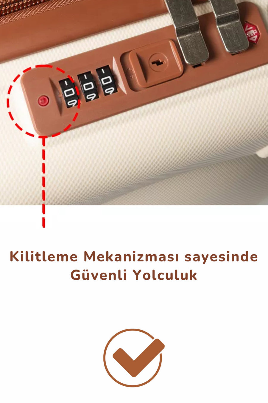 Kilitli Makyaj Çantası Valizi Su Geçirmez Darbeye Dayanıklı Kozmetik Organizer 30 x 23 x 16 cm — Ekru — Ekru