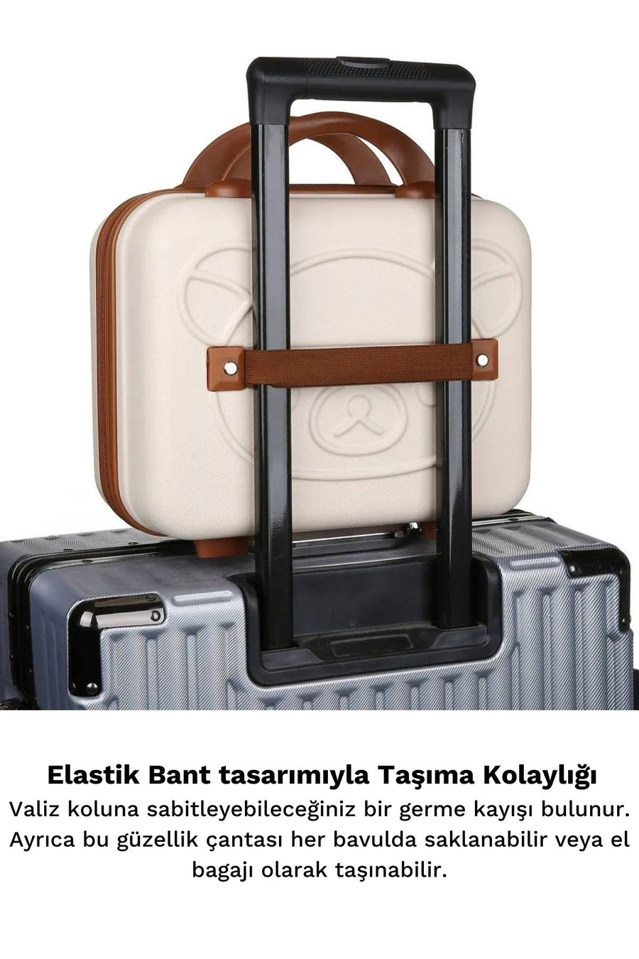 Kilitli Makyaj Çantası Valizi Su Geçirmez Darbeye Dayanıklı Kozmetik Organizer 30 x 23 x 16 cm — Ekru — Ekru