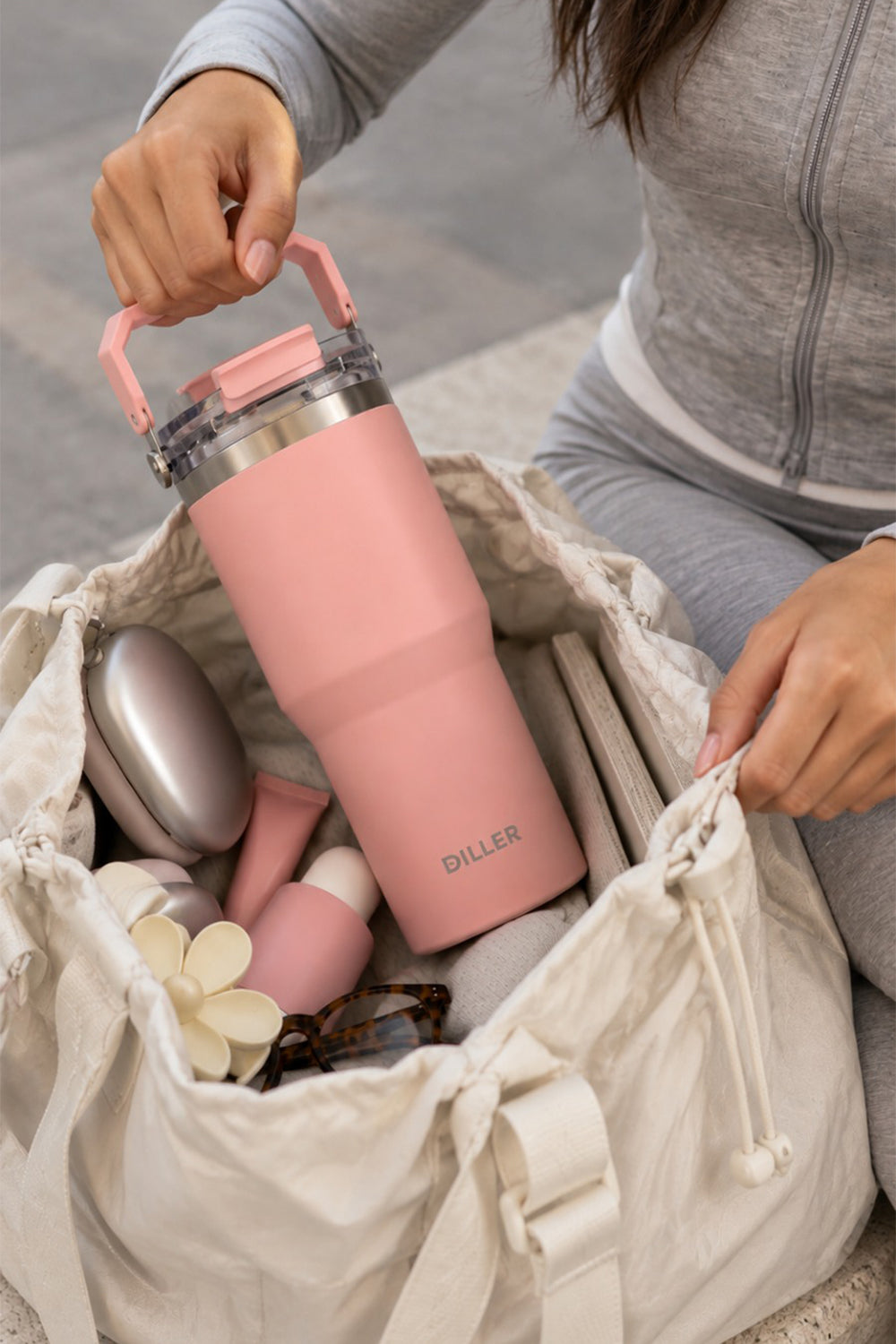 Diller MLH9168 Üstten Tutma Kulplu Termos 620ml Pembe — Pembe