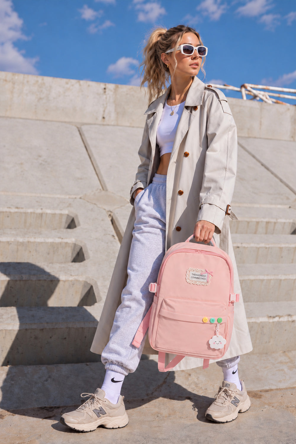 Yoyoso Hızlı Kuruyan Kumaş Detaylı  Sırt Çantası Pembe — PEMBE