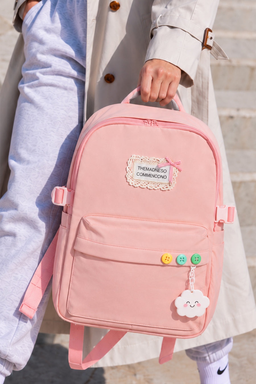 Yoyoso Hızlı Kuruyan Kumaş Detaylı  Sırt Çantası Pembe — PEMBE