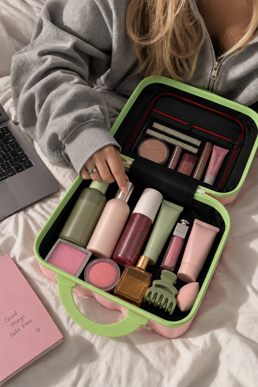 Yoyoso 30*15*25 Kare Mini  Kozmetik Valizi Pembe — Pembe