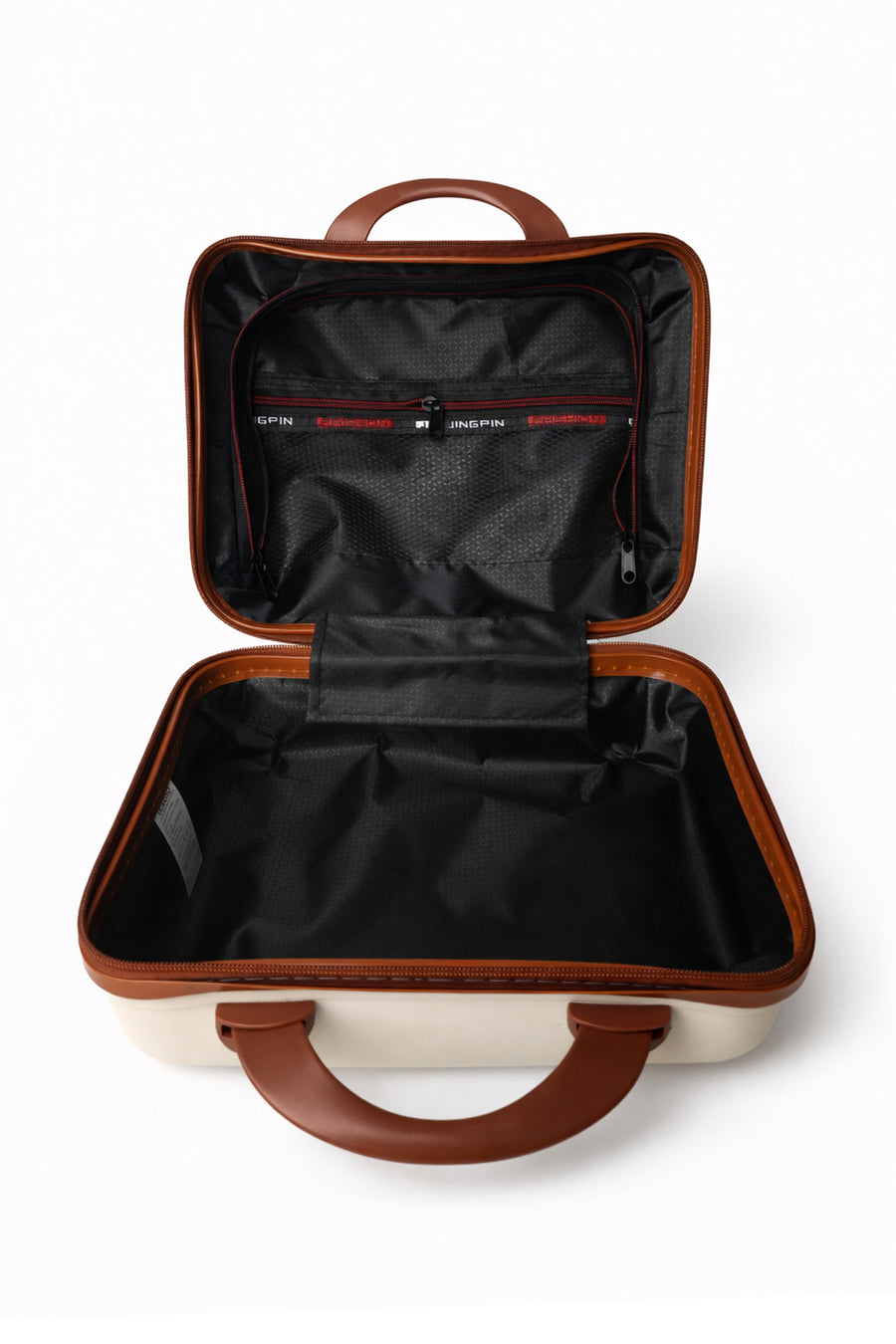 Kilitli Makyaj Çantası Valizi Pembe, Su Geçirmez Darbeye Dayanıklı Kozmetik Organizer 30 x 23 x 16 cm Ekru — Ekru