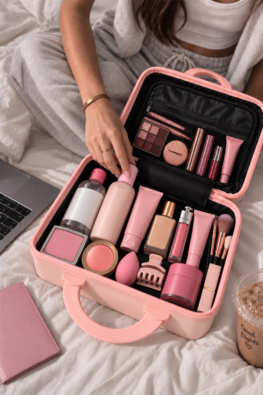 Yoyoso 31*24*15 Geniş İç Hacimli Kozmetik Valizi Pembe — Pembe