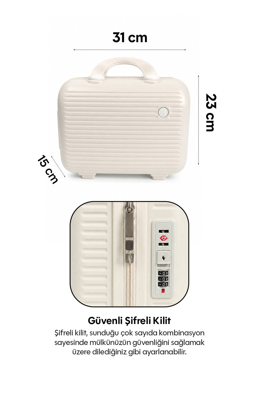 Yoyoso 32*25*16 Kolay Taşınabiliri Kozmetik Valizi Beyaz — Beyaz