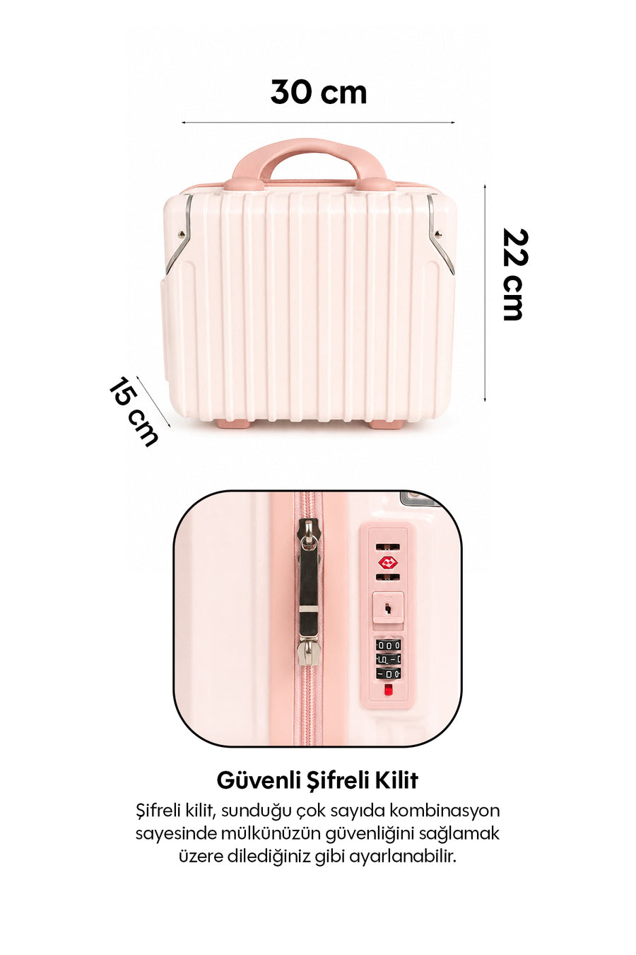 Yoyoso 30*24*16 Tasarım Detaylı Kozmetik Valizi Pembe — Pembe