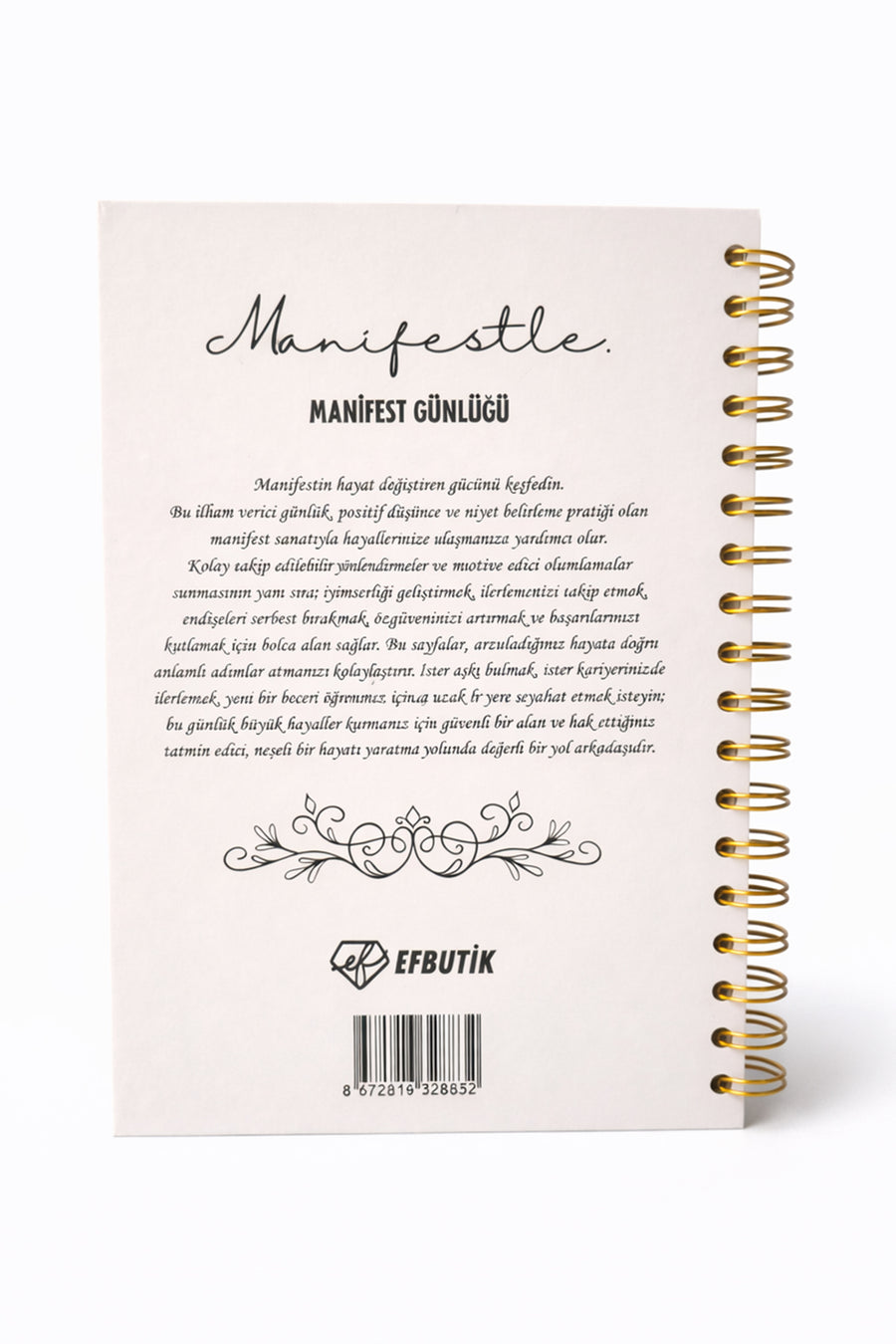 Ef Butik Beyaz Elmas Detaylı Manifest Defteri — Beyaz