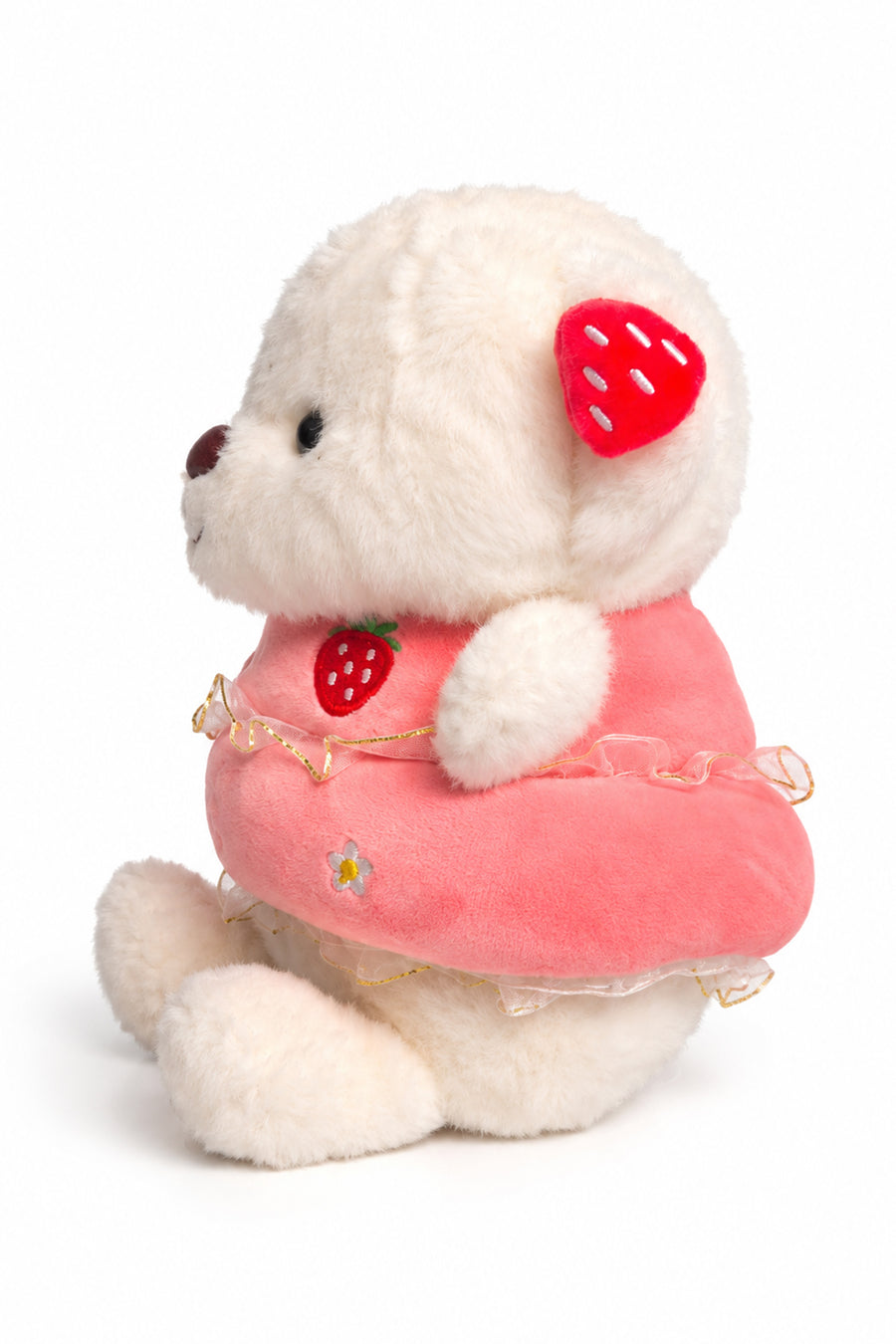 Selay  4471 Çilek Tokalı Ayıcık 22 cm — Beyaz