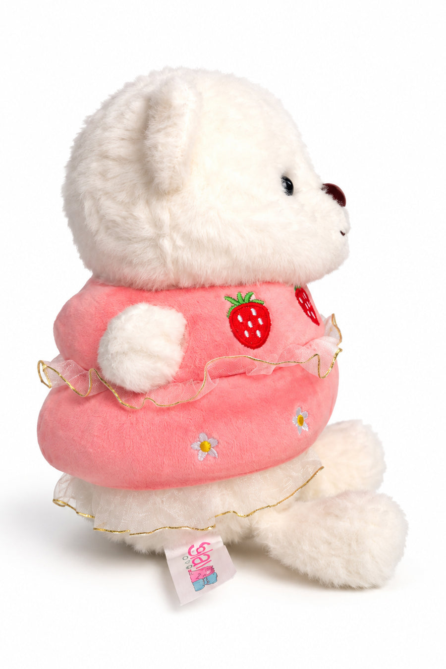 Selay  4471 Çilek Tokalı Ayıcık 22 cm — Beyaz