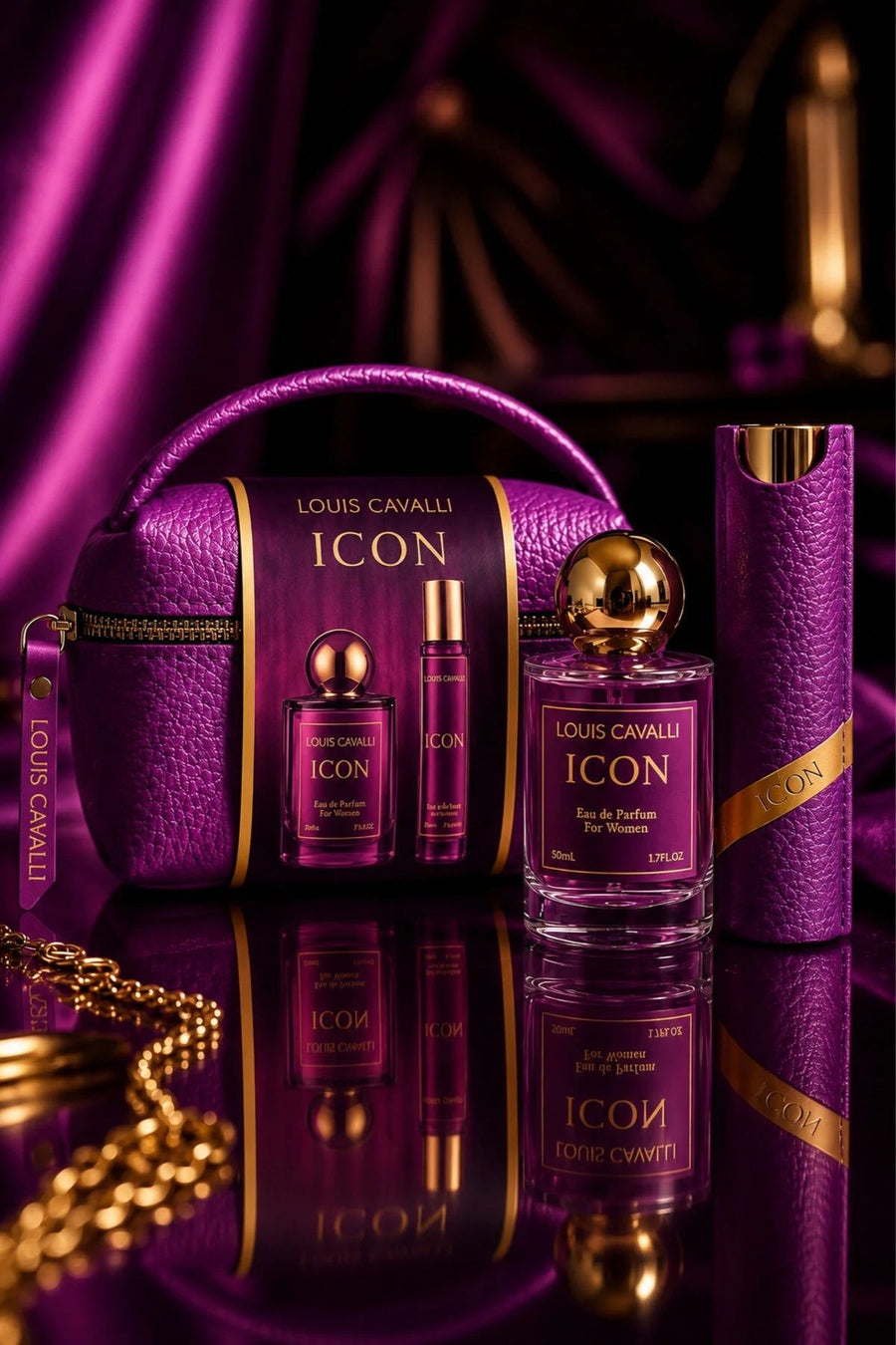 Louis Cavalli Icon Çantalı Parfüm Seti — Mor