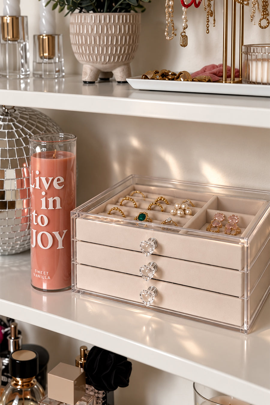 Ecrou Modern 3 Çekmeceli Takı Bijuteri Mücevher Kutusu Organizer Düzenleyici Beyaz 13 X 23 X 10 cm — Beyaz