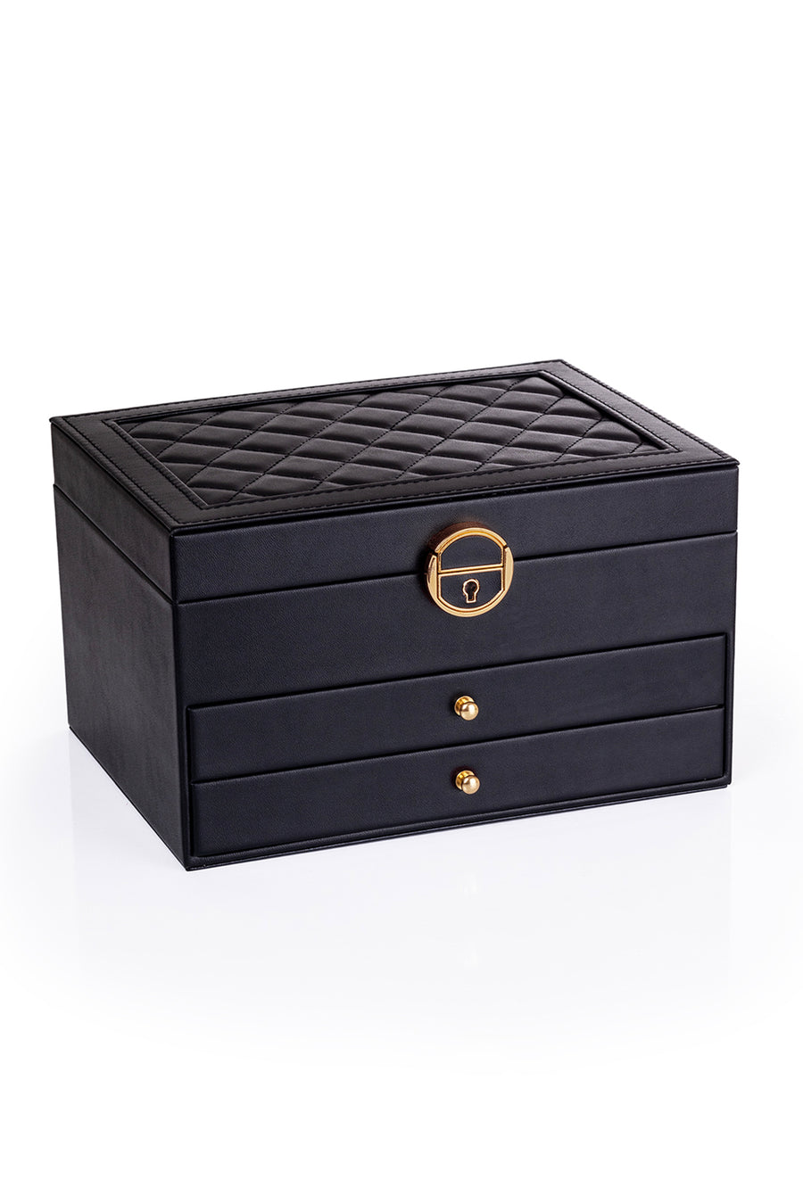 Ecrou Modern 2 Çekmeceli Takı Mücevher Kutusu Organizer Düzenleyici Siyah 23 X 17 X 14 cm — Siyah