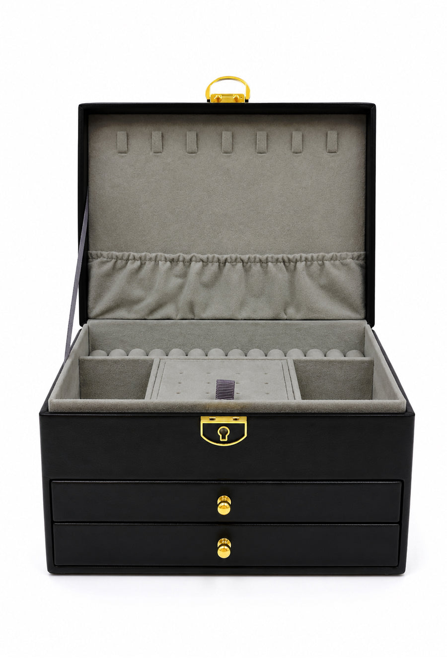 Ecrou Modern 2 Çekmeceli Takı Mücevher Kutusu Organizer Düzenleyici Siyah 23 X 17 X 14 cm — Siyah
