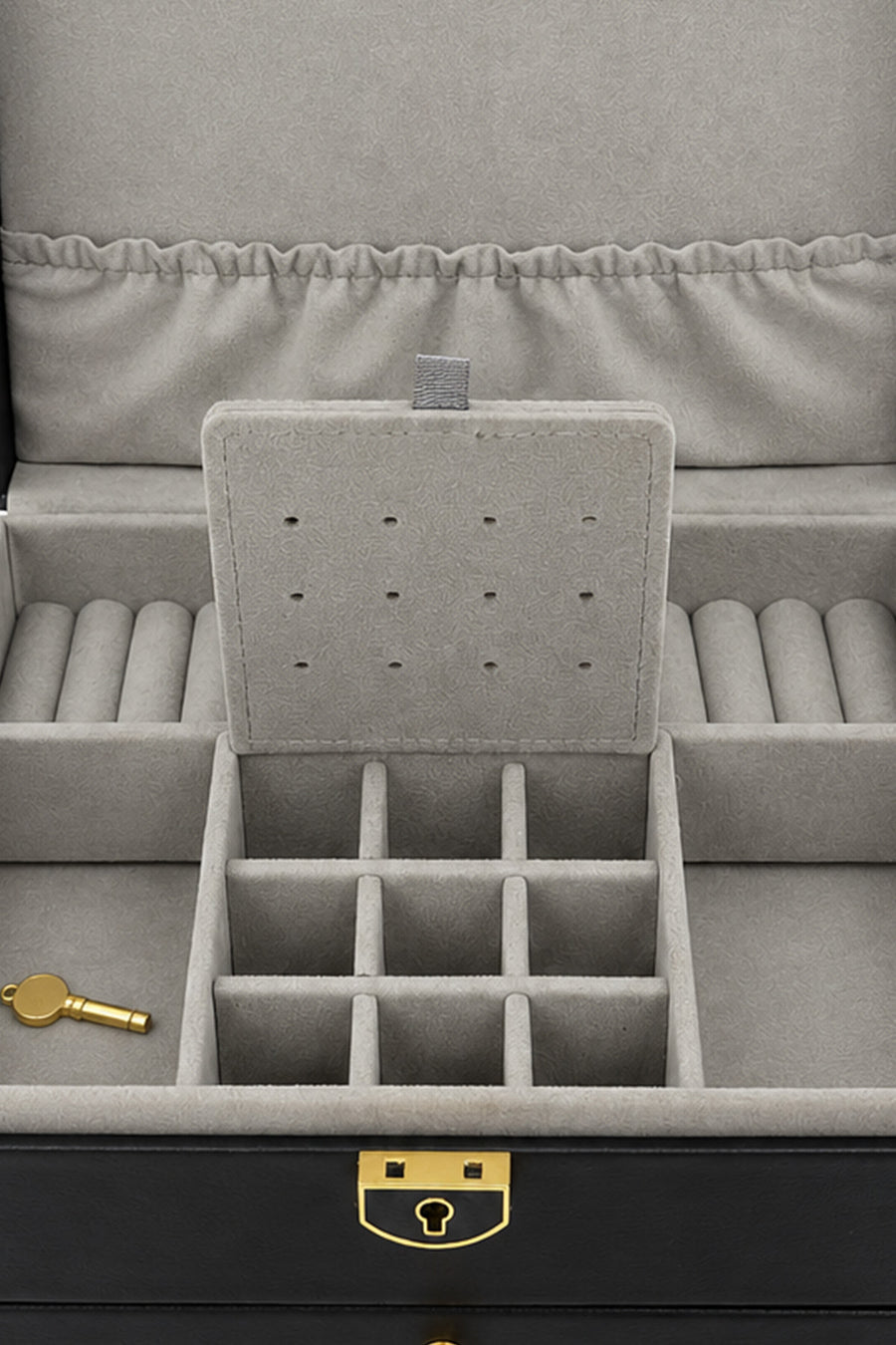Ecrou Modern 2 Çekmeceli Takı Mücevher Kutusu Organizer Düzenleyici Siyah 23 X 17 X 14 cm — Siyah