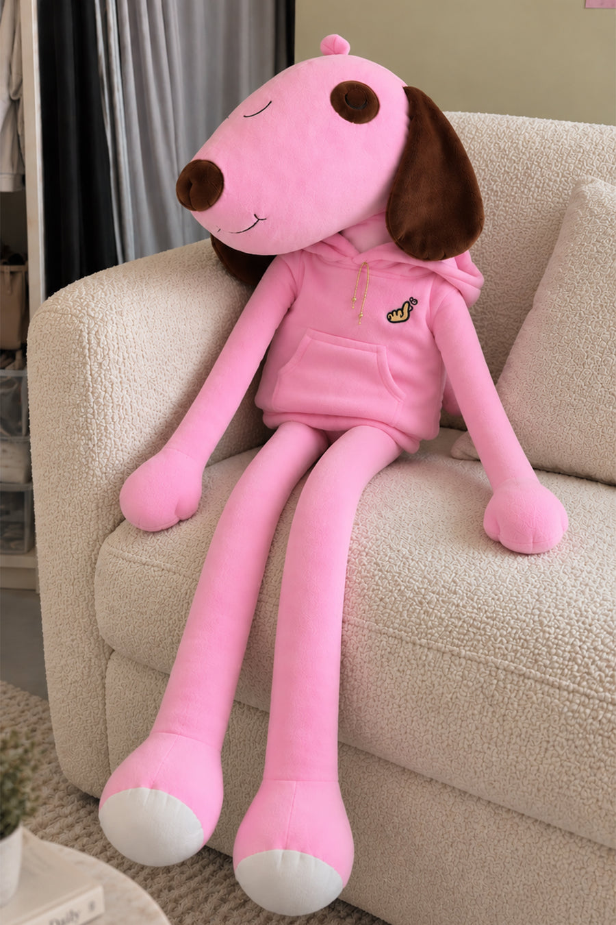 Uzun Bacaklı Pembe Hediyelik, Dekoratif Peluş 90 cm — Pembe