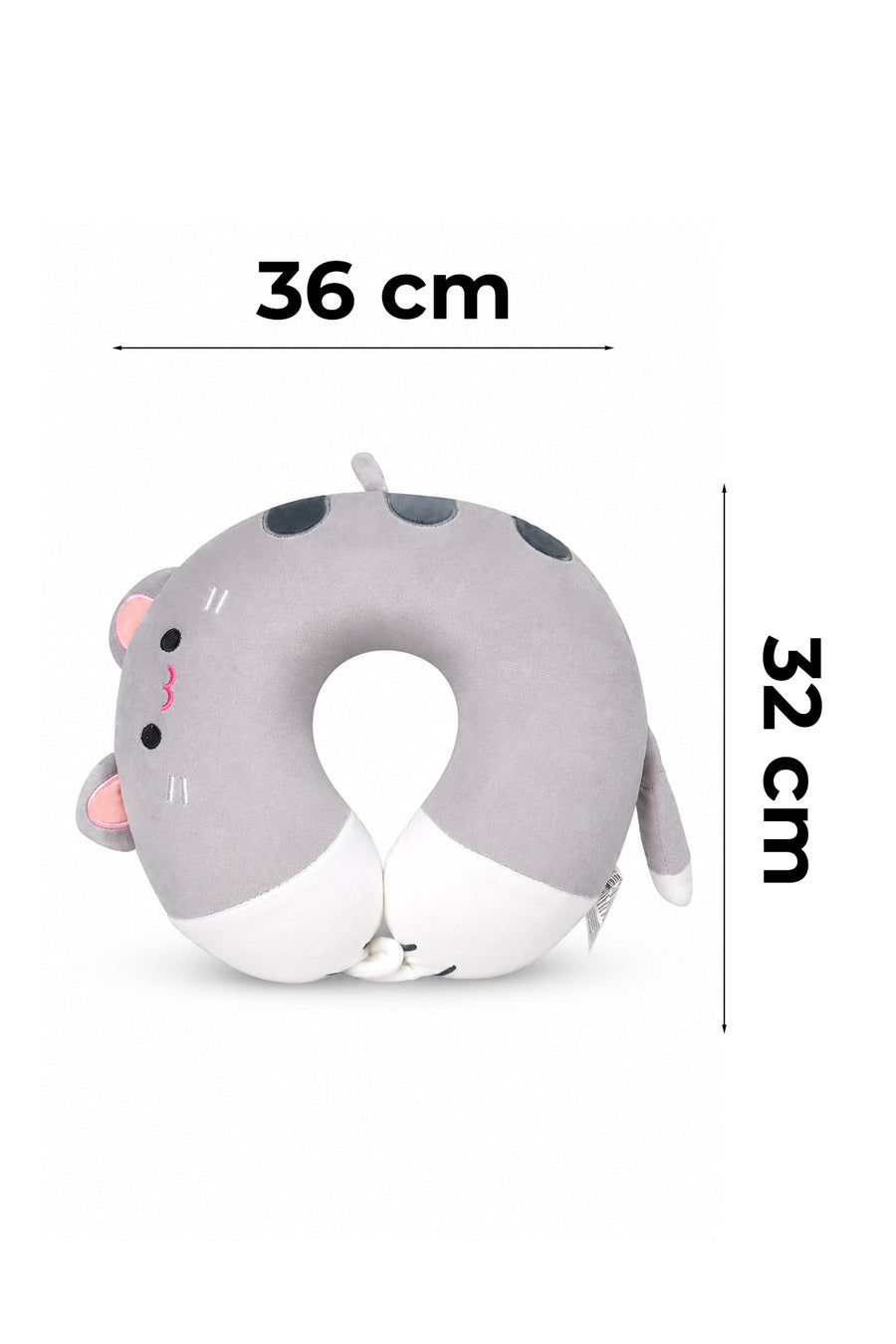 Ecrou Kuyruklu Kedi Memory Foam Boyun Yastığı Gri — Gri