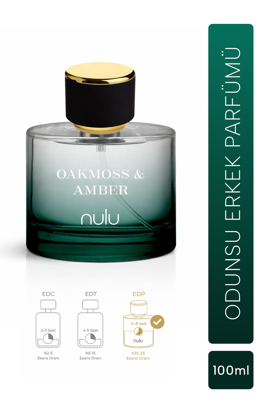 Nulu Oakmoss & Ambergris Erkek Parfüm 100ml — Yeşil
