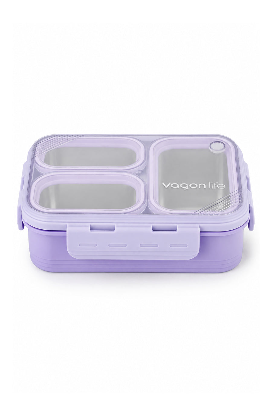 Vagonlife Lunch Box 620 ML Tek Kat Üç Bölmeli Metal Kaşıklı Yeni Nesil Sefer Tası — Lila
