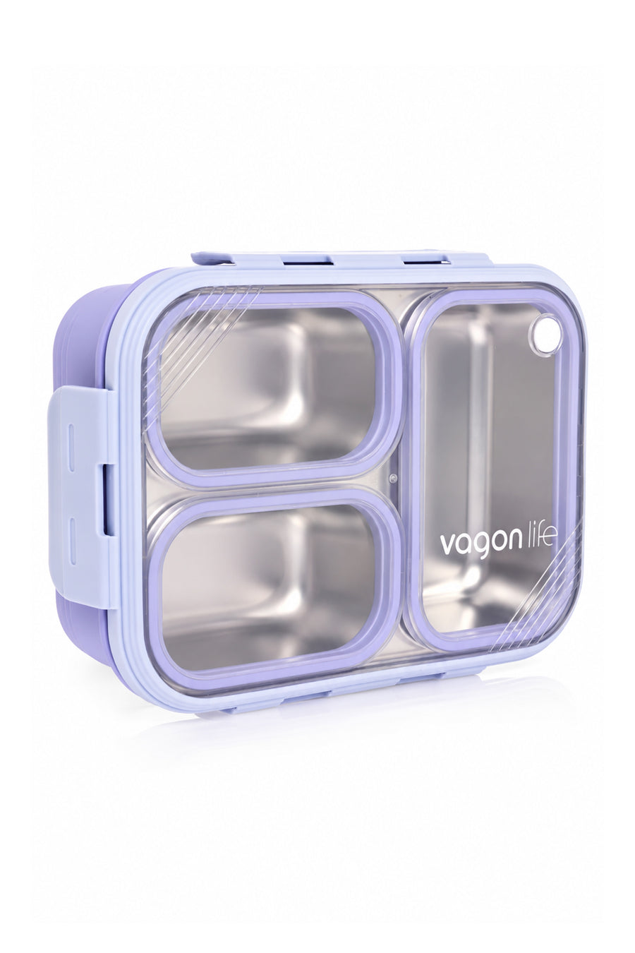 Vagonlife Lunch Box 620 ML Tek Kat Üç Bölmeli Metal Kaşıklı Yeni Nesil Sefer Tası — Lila