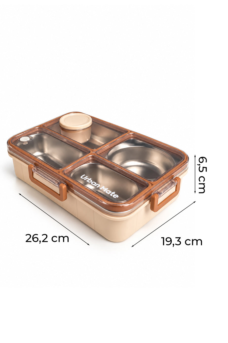 Urbanmate 4 Bölmeli İçi Çelik Saklama Kabı Ekru 26.2*19.3*6.5 — Ekru