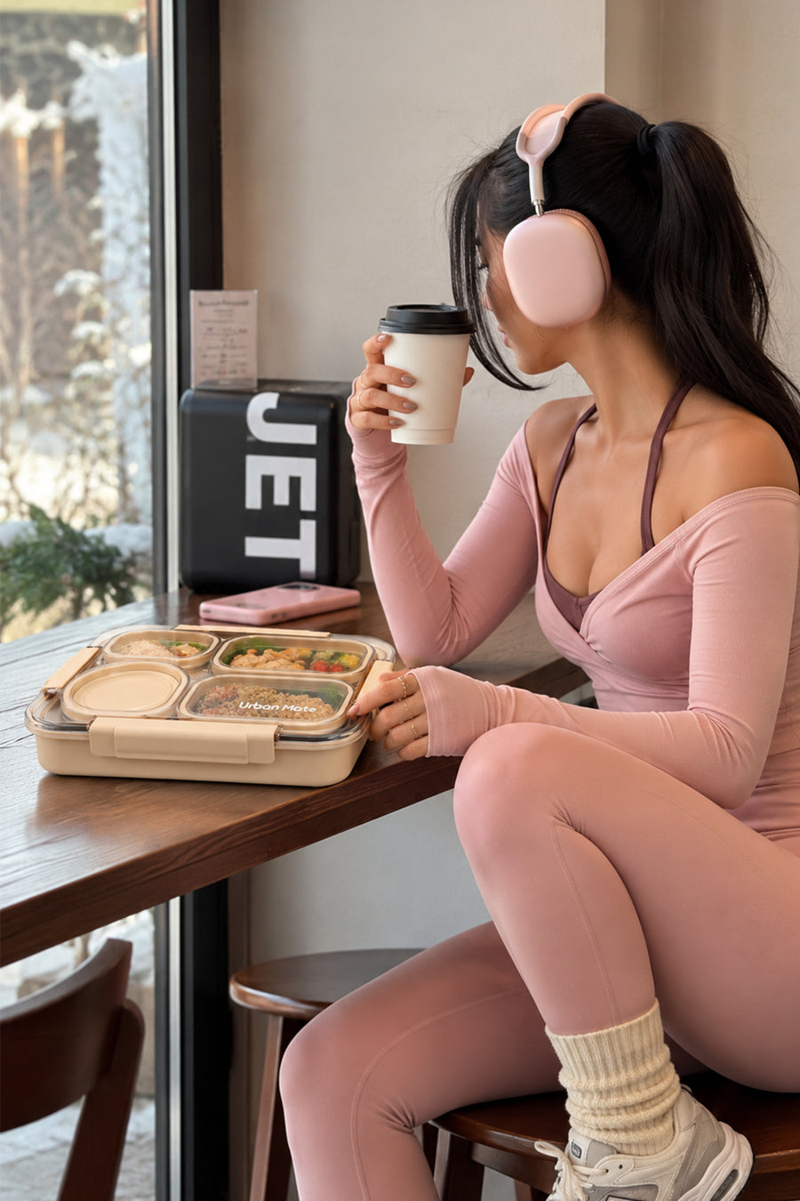 Urbanmate 4 Bölmeli İçi Çelik Kapak Saklama Kabı Ekru 27.5*20*6.5 — Ekru