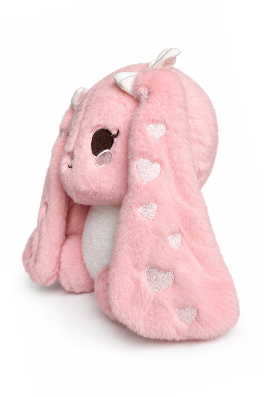 LF Kalp Nakışlı Uzun Kulaklı Tavşan 30 cm Pembe — Pembe