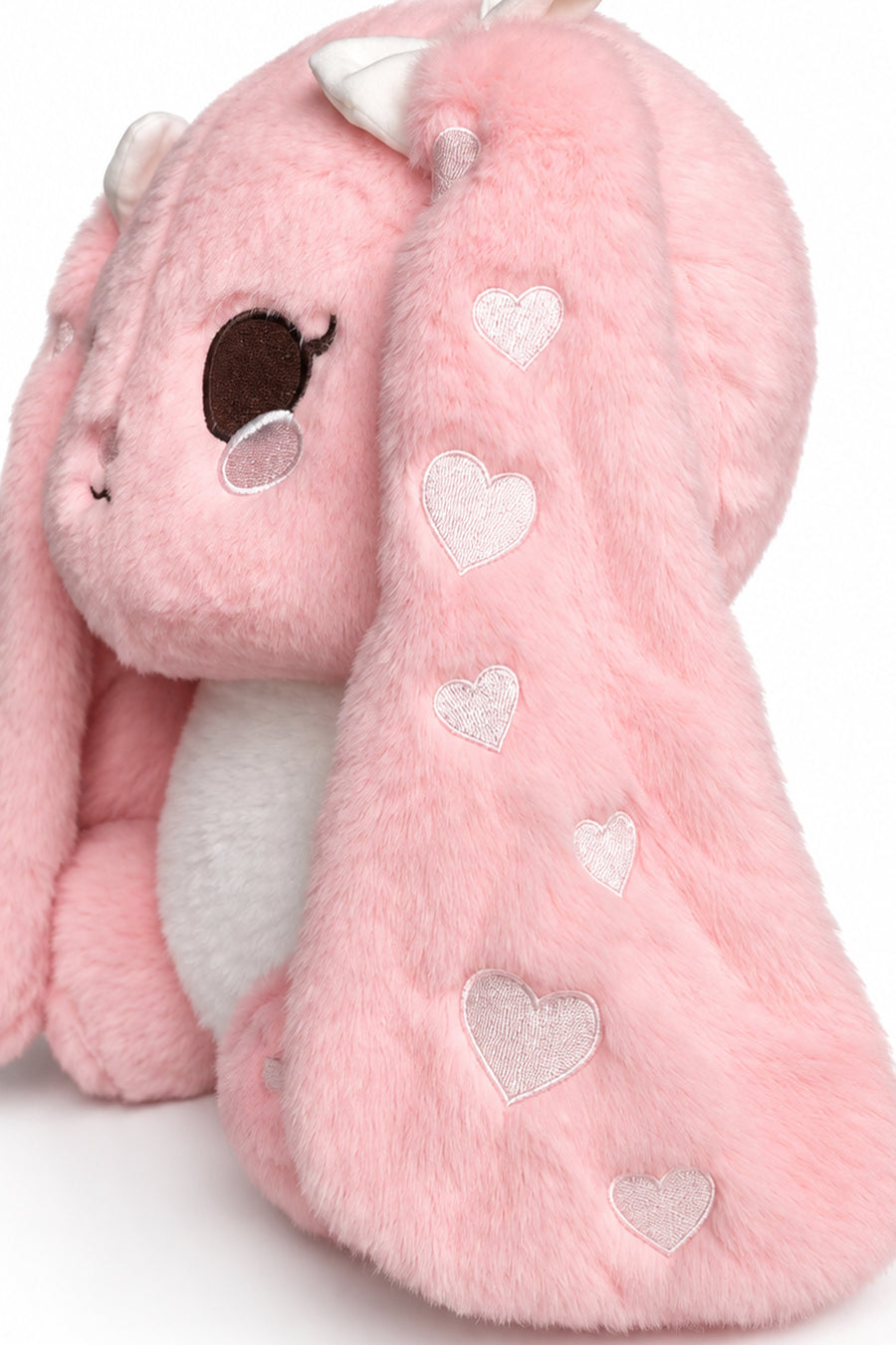 LF Kalp Nakışlı Uzun Kulaklı Tavşan 30 cm Pembe — Pembe