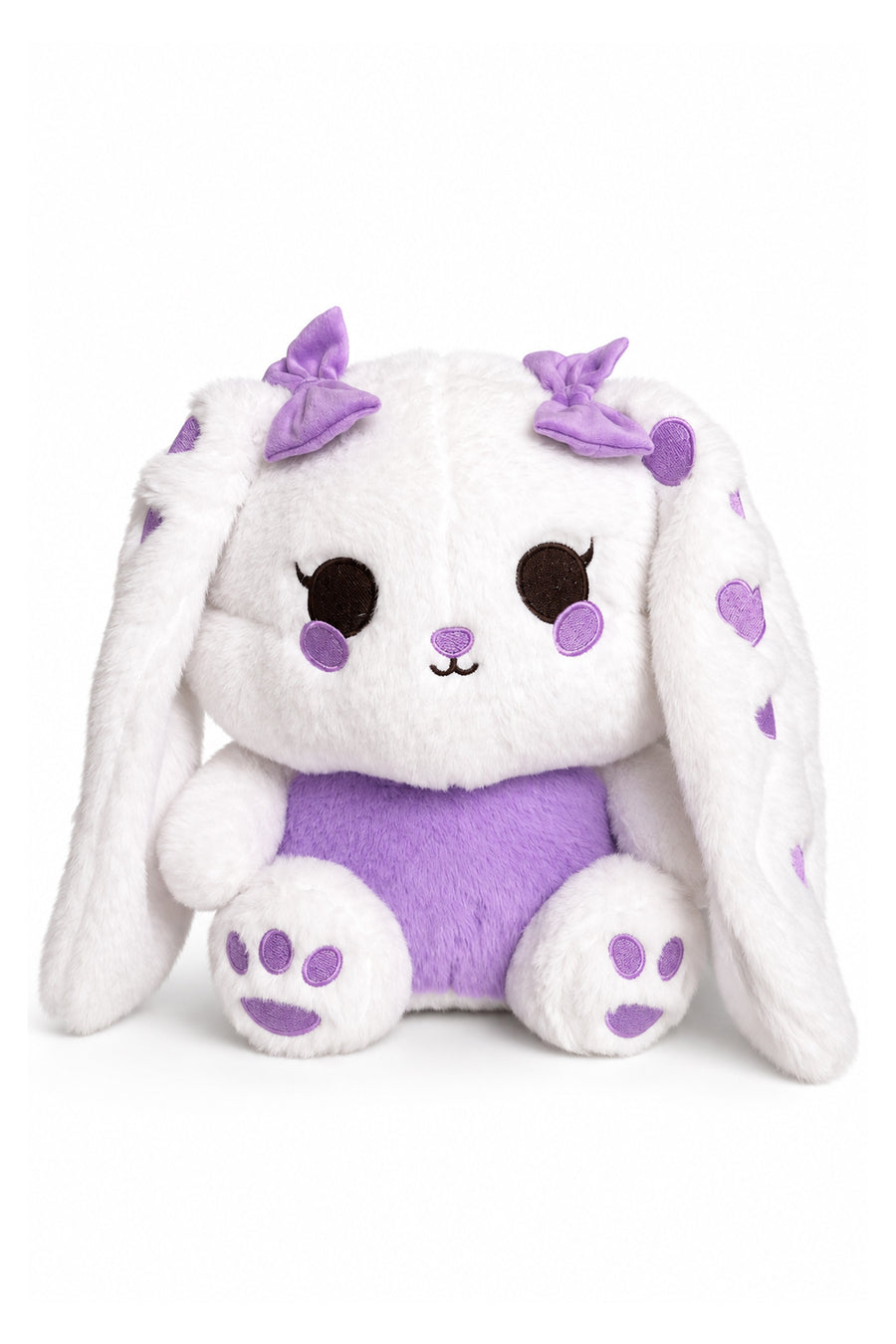 LF Kalp Nakışlı Uzun Kulaklı Tavşan 30 cm Lila — Lila