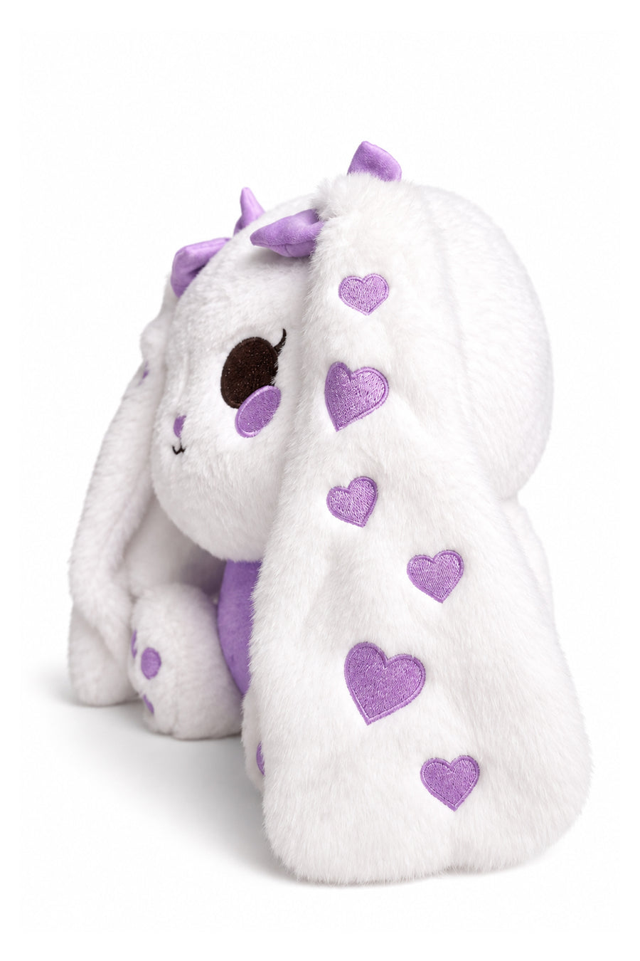 LF Kalp Nakışlı Uzun Kulaklı Tavşan 30 cm Lila — Lila