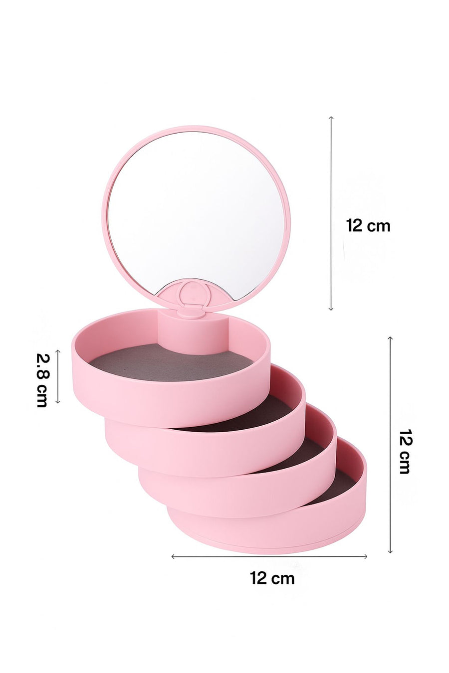 Ecrou 4 Bölmeli Dönen Çekmeceli Takı kutusu Pembe — Pembe