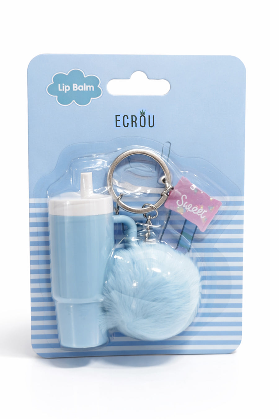Ecrou Mavi Kupa Figürlü Ponponlu Lip Balmlı Charm,  Anahtarlık