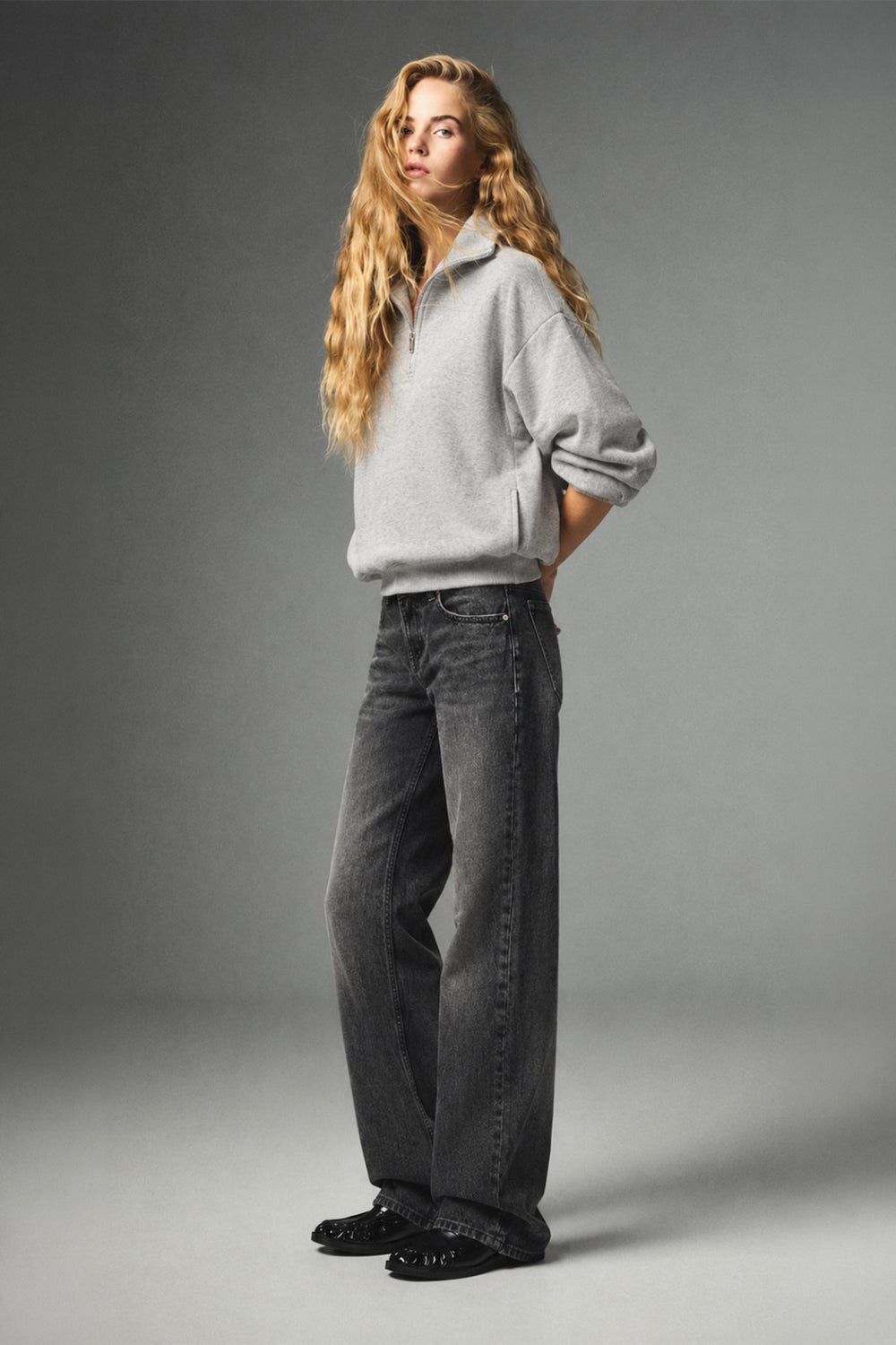Ecrou Siyah Düşük Bel Denim Pantolon — Siyah