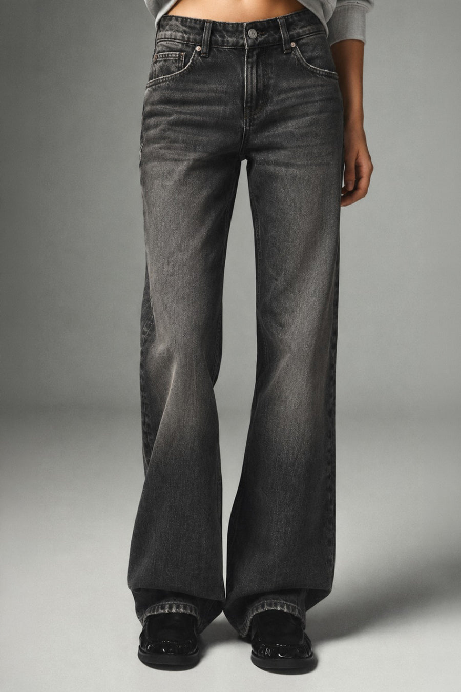 Ecrou Siyah Düşük Bel Denim Pantolon — Siyah