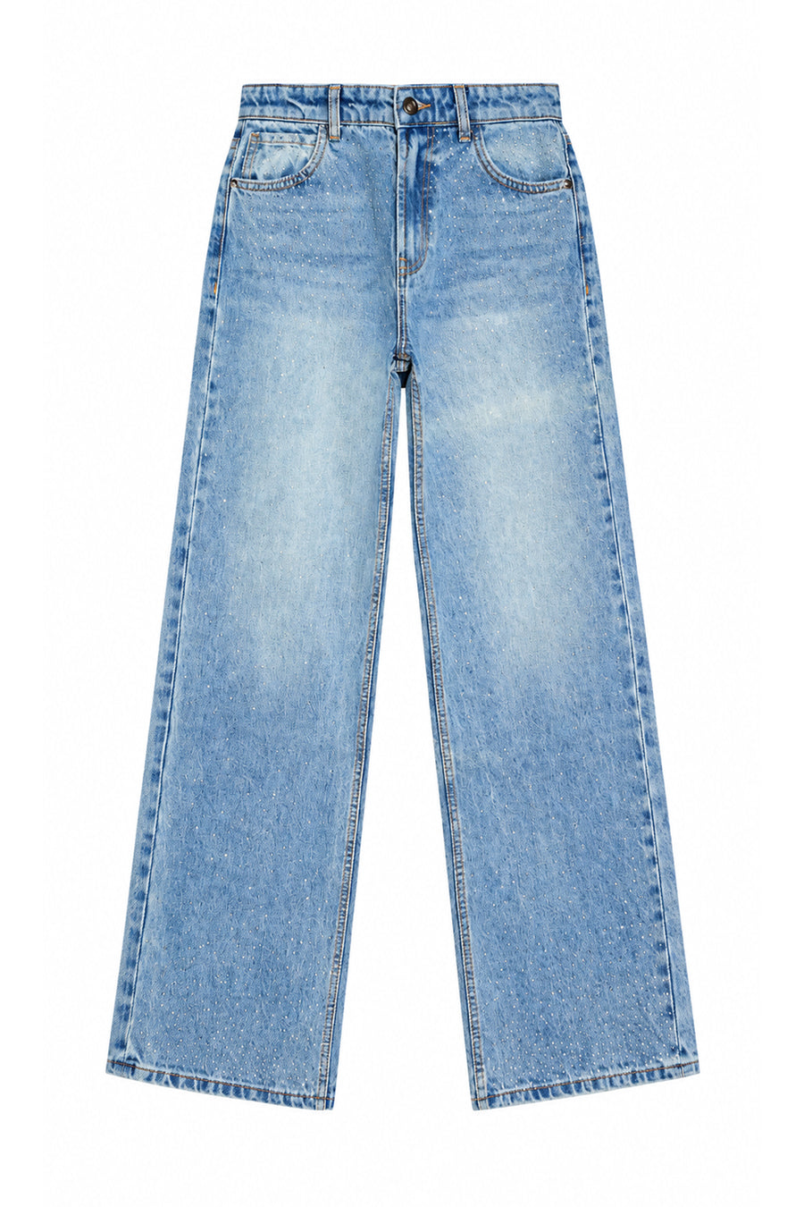 Ecrou Mavi Taş Detaylı Straight Denim Pantolon — Mavi