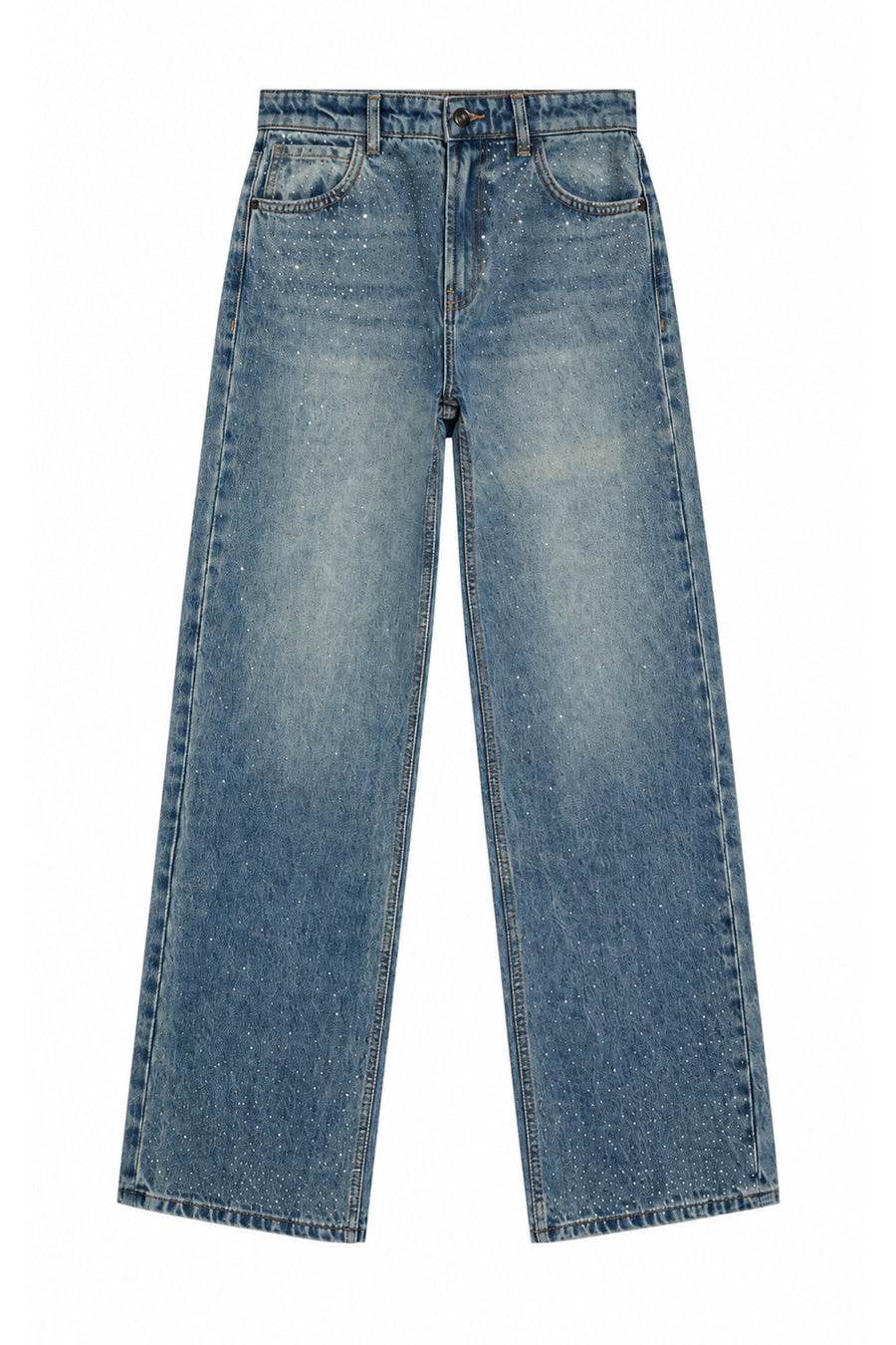 Ecrou K.Mavi Taş Detaylı Straight Denim Pantolon — Mavi