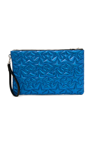Ecrou Yıldız Desenli Platin Parlak Portföy & Clutch Çanta Çıkarılabilir Bileklik Askılı 30 x 19 cm — Saks