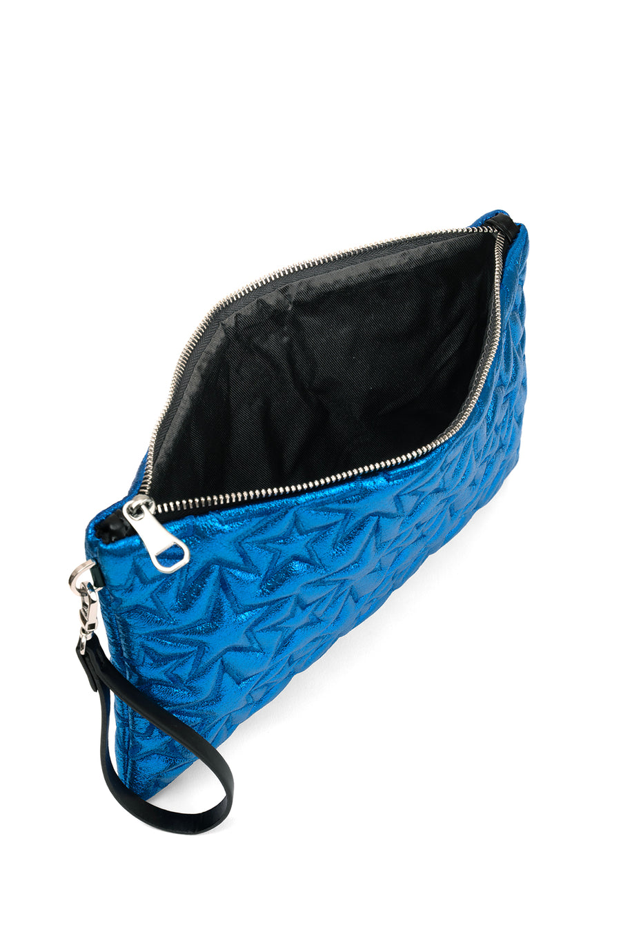 Ecrou Yıldız Desenli Platin Parlak Portföy & Clutch Çanta Çıkarılabilir Bileklik Askılı 30 x 19 cm — Saks