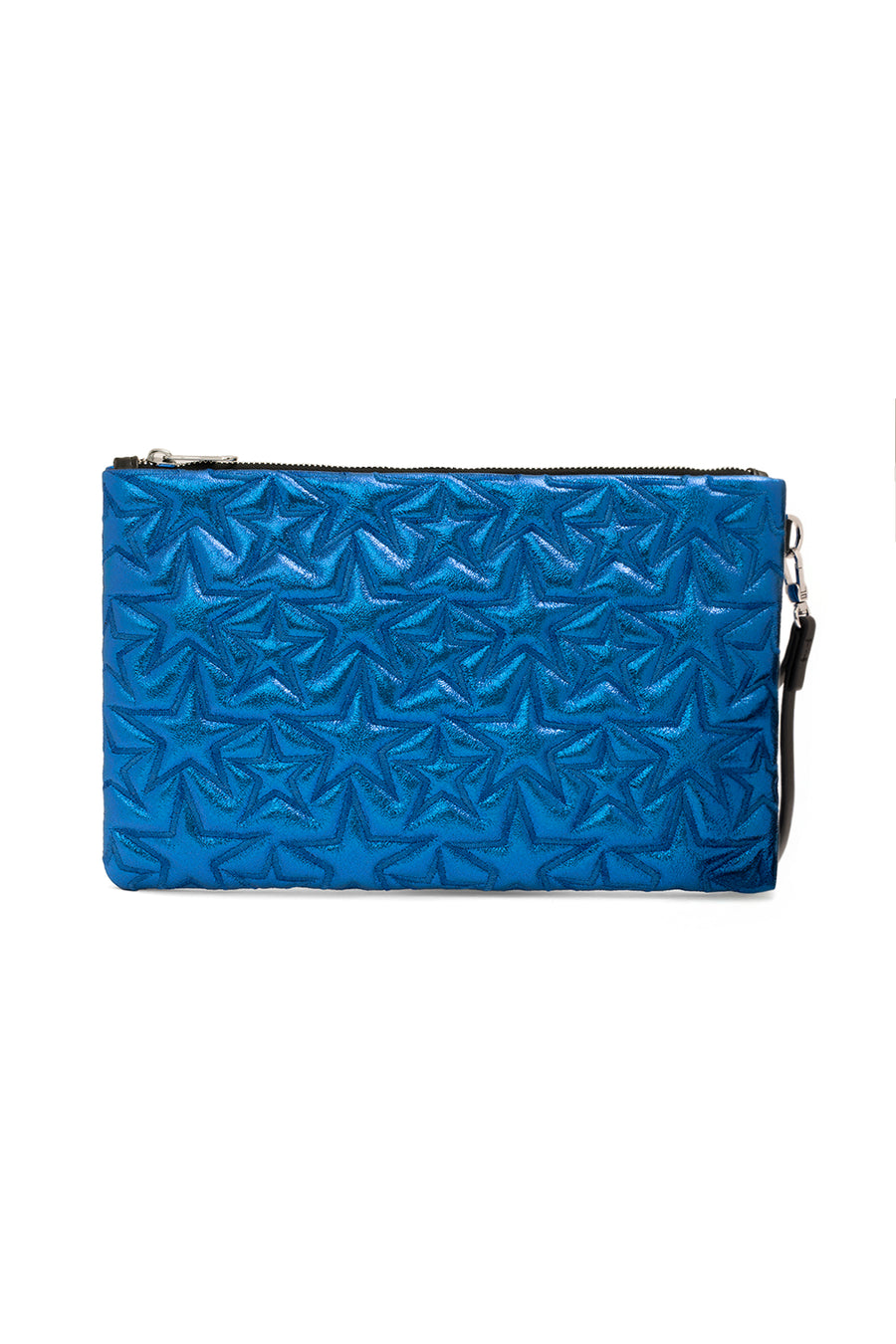 Ecrou Yıldız Desenli Platin Parlak Portföy & Clutch Çanta Çıkarılabilir Bileklik Askılı 30 x 19 cm — Saks