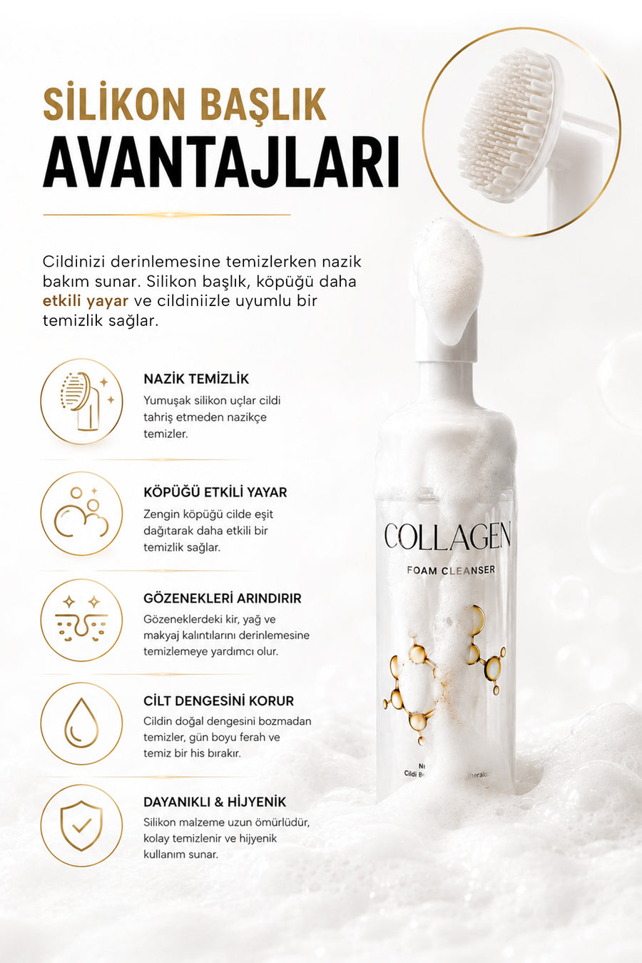 Ecrou Kolajen İçerikli Cilt Bakım ve Fırçalı Temizleme Köpüğü 200 ml — Sarı