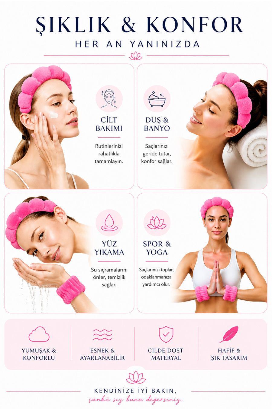 Ecrou Bulut Saç Bandı Set Pembe — Pembe