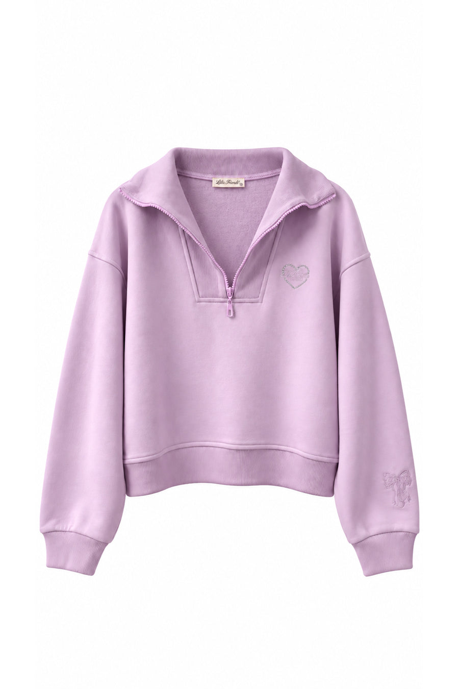 Lulus Friends Kadın Pembe Dik Yaka Nakış Detaylı 3 İplik Sweatshirt — Lila