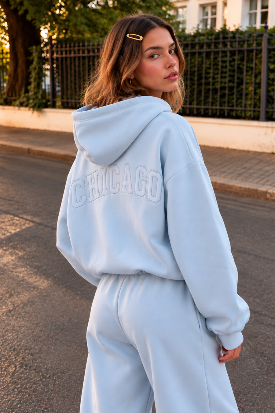Lulus Friends Kadın Pembe Ekose Kapüşonlu3 İplik Sweatshirt — Mavi