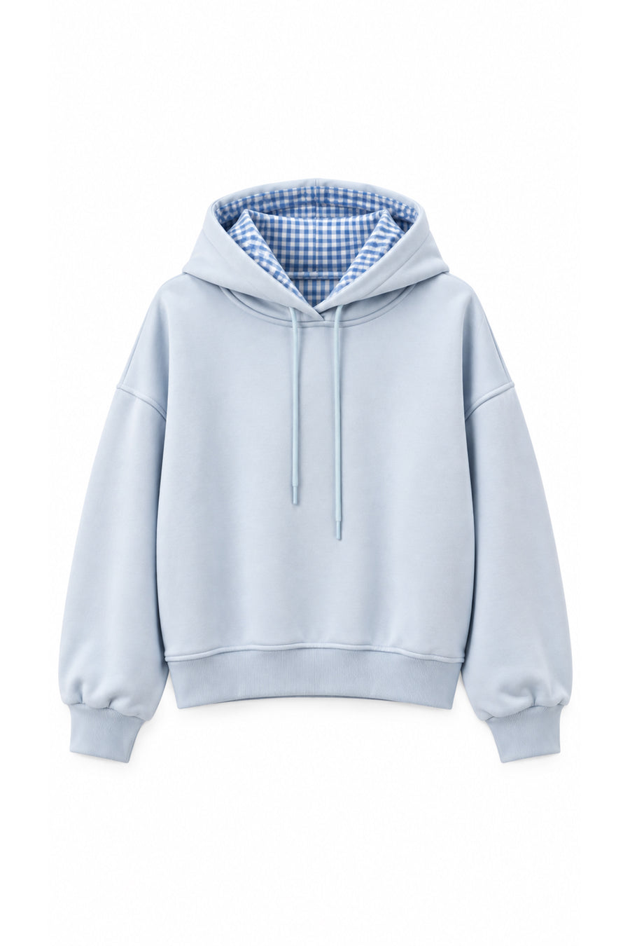 Lulus Friends Kadın Pembe Ekose Kapüşonlu3 İplik Sweatshirt — Mavi